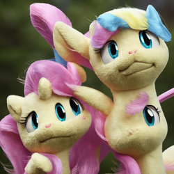 Size: 1024x1024 | Tagged: safe, generator:stable diffusion, machine learning generated, fluttershy, cat, cat pony, original species, pony, 3d, cat face, fluffy, looking at you, machine learning abomination, self ponidox, too many eyes, uncanny valley