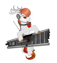 Size: 2830x3102 | Tagged: safe, artist:equestria secret guard, derpibooru import, oc, oc only, oc:surging daylight, pony creator, chinese, dark star, female, horn, jetpack, mare, movie, my little dark stars, simple background, solo, spacesuit, transparent background