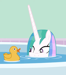 Size: 950x1080 | Tagged: safe, artist:agrol, derpibooru import, princess celestia, alicorn, pony, animation:two royal sisters, bath, bathtub, cropped, cute, cutelestia, female, mare, missing accessory, off model, rubber duck, solo, wet, wet mane, youtube link