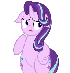 Size: 5044x5208 | Tagged: safe, artist:mlpmvguy, derpibooru import, starlight glimmer, unicorn, bipedal, both cutie marks, chubby, cute, ears, female, floppy ears, glimmerbetes, mare, open mouth, simple background, solo, transparent background, wide hips