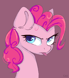 Size: 2520x2850 | Tagged: safe, artist:ske, derpibooru import, pinkie pie, earth pony, pony, female, frown, mare, solo, tongue, tongue out