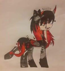 Size: 715x782 | Tagged: safe, artist:nidyafallen, derpibooru import, oc, oc only, alicorn, pony, alicorn oc, chest fluff, curved horn, horn, solo, traditional art, wings