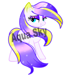 Size: 2295x2614 | Tagged: safe, artist:aquasky987, derpibooru import, oc, oc only, pony, unicorn, base used, ethereal mane, female, flower, flower in hair, grin, horn, makeup, mare, simple background, smiling, solo, starry mane, unicorn oc, white background