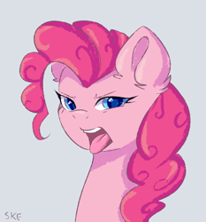 Size: 3790x4060 | Tagged: safe, artist:ske, derpibooru import, pinkie pie, earth pony, pony, bust, disgusted, open mouth, portrait, solo, tongue, tongue out