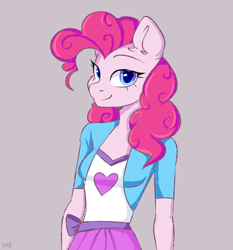 Size: 3790x4060 | Tagged: safe, artist:ske, derpibooru import, pinkie pie, anthro, earth pony, clothes, equestria girls outfit, looking at you, smiling, solo