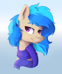 Size: 1204x1440 | Tagged: safe, artist:lambydwight, derpibooru import, oc, pony, bust, clothes, portrait, scarf, simple background, solo