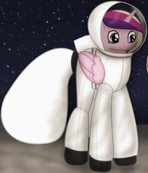 Size: 1598x1873 | Tagged: safe, artist:99999999000, derpibooru import, princess cadance, alicorn, pony, astronaut, cropped, female, folded wings, mare, moon, solo, spacesuit, wings