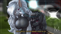 Size: 3840x2160 | Tagged: safe, artist:maximus, derpibooru import, oc, oc:ashley rivera, anthro, bat, unicorn, breasts, looking at you, park, text