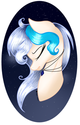 Size: 1900x2968 | Tagged: safe, artist:aquasky987, derpibooru import, oc, oc only, earth pony, pony, bust, earth pony oc, eyes closed, jewelry, necklace, solo, stars