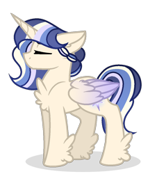 Size: 978x1080 | Tagged: safe, artist:existencecosmos188, derpibooru import, oc, oc only, alicorn, pony, alicorn oc, base used, braid, chest fluff, eyes closed, hoof fluff, horn, offspring, parent:flash sentry, parent:twilight sparkle, parents:flashlight, simple background, solo, transparent background, wings