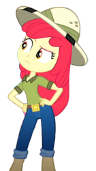 Size: 2304x4096 | Tagged: safe, derpibooru import, edit, edited screencap, screencap, apple bloom, human, eqg summertime shorts, equestria girls, the canterlot movie club, background removed, clothes, female, hand on hip, high quality, hips, shirt, simple background, solo, transparent background