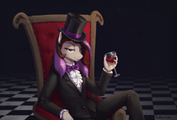 Size: 2414x1640 | Tagged: safe, artist:thebowtieone, derpibooru import, oc, oc:bowtie, anthro, clothes, hat, solo, suit, top hat