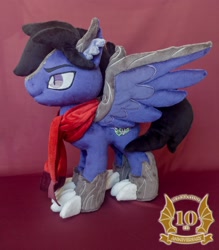 Size: 1792x2048 | Tagged: safe, artist:nerofledermaus, derpibooru import, oc, oc only, oc:fenris ebonyglow, original species, pony, timber pony, timber wolf, claws, clothes, plushie, scarf