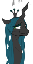 Size: 340x652 | Tagged: safe, artist:felfox, derpibooru import, queen chrysalis, changeling, changeling queen, crown, female, horn, jewelry, regalia, simple background, smiling, solo, white background