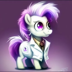 Size: 4096x4096 | Tagged: safe, derpibooru import, editor:tempestdk, generator:midjourney, generator:stable diffusion, machine learning generated, oc, oc:puff smarts, earth pony, pony, clothes, colt, foal, lab coat, male, necktie, solo, upscaled