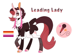 Size: 1280x947 | Tagged: safe, artist:destinybluez, derpibooru import, oc, oc only, oc:leading lady, pony, unicorn, clothes, dress, fishnet stockings, nose piercing, nose ring, offspring, parent:big macintosh, parent:rarity, parents:rarimac, piercing, pride, pride flag, simple background, solo, transparent background