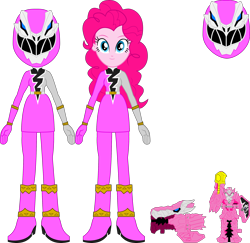 Size: 2422x2351 | Tagged: safe, artist:dustinwatsongkx, derpibooru import, pinkie pie, equestria girls, kishiryu sentai ryusoulger, pink ranger, power rangers, power rangers dino fury, simple background, solo, transparent background