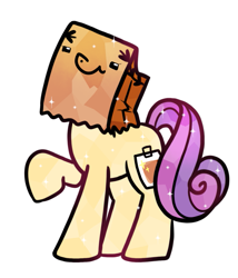 Size: 779x909 | Tagged: safe, artist:paperbagpony, derpibooru import, oc, oc:paper bag, crystal pony, crystallized, fake cutie mark, simple background, the crystal empire 10th anniversary, white background