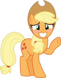 Size: 3000x3841 | Tagged: safe, artist:cloudyglow, derpibooru import, applejack, made in manehattan, .ai available, blushing, simple background, solo, transparent background, vector