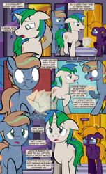 Size: 1920x3168 | Tagged: safe, artist:alexdti, derpibooru import, oc, oc only, oc:brainstorm (alexdti), oc:purple creativity, oc:star logic, pegasus, pony, unicorn, comic:quest for friendship, comic, crying, dialogue, ears, ears back, eye contact, female, floppy ears, folded wings, glasses, glowing, glowing horn, high res, hoof hold, hooves, horn, letter, looking at each other, looking at someone, magic, male, mare, misspelling, narrowed eyes, open mouth, open smile, pegasus oc, raised hoof, raised leg, shrunken pupils, smiling, speech bubble, stallion, tail, tears of joy, telekinesis, two toned mane, two toned tail, unicorn oc, wavy mouth, wings