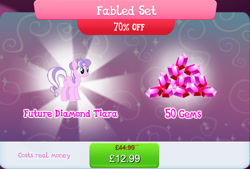 Size: 1270x860 | Tagged: safe, derpibooru import, diamond tiara, earth pony, pony, bundle, costs real money, english, female, gameloft, gem, jewelry, mare, numbers, official, older, older diamond tiara, sale, solo, solo focus, text, tiara