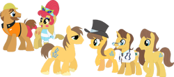 Size: 1024x460 | Tagged: safe, artist:selenaede, artist:starryoak, derpibooru import, big wig, caramel, chance-a-lot, creme brulee, doctor horse, doctor stable, toffee, earth pony, unicorn, 2017, base used, blush sticker, blushing, brother and sister, brothers, clothes, father and child, father and daughter, father and son, female, glasses, hard hat, hat, jim beam, male, mare, mascara, missing cutie mark, mother and child, mother and daughter, mother and son, necktie, parent and child, parent:big wig, parent:jim beam, shirt, siblings, simple background, stallion, stethoscope, sunglasses, sunglasses on head, t-shirt, top hat, transparent background, unshorn fetlocks