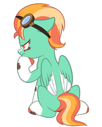 Size: 1265x1572 | Tagged: safe, artist:fuckomcfuck, derpibooru import, oc, oc:dust devil, pegasus, pony, base used, goggles, magical lesbian spawn, next generation, nonbinary, offspring, parent:lightning dust, parent:rainbow dash, parents:rainbowdust, simple background, solo, transparent background