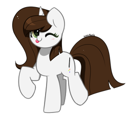 Size: 4337x3940 | Tagged: safe, artist:kittyrosie, derpibooru import, oc, oc only, pony, unicorn, ;p, blushing, horn, one eye closed, simple background, solo, tongue, tongue out, transparent background, unicorn oc