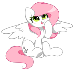 Size: 3658x3411 | Tagged: safe, artist:kittyrosie, derpibooru import, oc, oc only, oc:sugar morning, pegasus, pony, :p, blushing, cute, pegasus oc, simple background, solo, tongue, tongue out, transparent background, wings