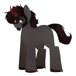 Size: 1648x1638 | Tagged: safe, artist:ghastlyexists, derpibooru import, king sombra, pony, unicorn, beard, facial hair, green eyes, male, simple background, solo, stallion, standing, the crystal empire 10th anniversary, transparent background