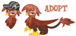 Size: 1280x618 | Tagged: safe, artist:vi45, derpibooru import, oc, griffon, cap, female, hat, simple background, solo, white background