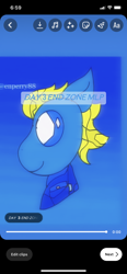 Size: 828x1792 | Tagged: safe, artist:enperry88, derpibooru import, end zone, crystal pony, earth pony, collaboration, blue background, bomber jacket, clothes, crossover, crystallized, emberz (splatoon), emberz x the crystal empire, friendship student, gradient background, jacket, simple background, splatoon, splatoon 3, teal background, the crystal empire 10th anniversary