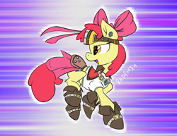 Size: 1600x1237 | Tagged: safe, artist:redfoxjake, derpibooru import, apple bloom, earth pony, pony, alchemist, clothes, costume, female, filly, foal, goggles, solo