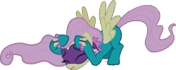 Size: 993x392 | Tagged: safe, artist:pascalmulokozi2, derpibooru import, edit, edited screencap, screencap, fluttershy, saddle rager, pegasus, pony, power ponies (episode), background removed, covering, eyes closed, female, mare, not a vector, open mouth, power ponies, simple background, solo, transparent background