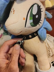 Size: 3468x4624 | Tagged: safe, derpibooru import, oc, oc only, oc:milky way, earth pony, human, pony, collar, ear piercing, earring, irl, irl human, jewelry, photo, piercing, ring, solo, wedding ring