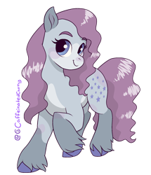 Size: 1368x1590 | Tagged: safe, artist:caffeinatedcarny, derpibooru import, blue belle, earth pony, pony, g1, blushing, coat markings, female, looking at you, mare, raised hoof, raised leg, simple background, solo, transparent background, unshorn fetlocks