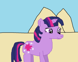 Size: 886x702 | Tagged: safe, artist:tritonvikings9066, derpibooru import, twilight sparkle, unicorn twilight, pony, unicorn, 1000 hours in ms paint, desert, egypt, female, mare, pyramid, solo