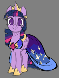 Size: 1440x1898 | Tagged: safe, artist:moonseeker, derpibooru import, twilight sparkle, twilight sparkle (alicorn), alicorn, pony, clothes, dress, female, gray background, mare, simple background, sketch, solo