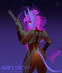 Size: 1194x1400 | Tagged: safe, artist:airfly-pony, derpibooru import, oc, oc only, oc:miranda, anthro, elepatrium, fallout4, female, gun, solo, universe elepatrium, weapon