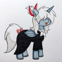 Size: 3056x3056 | Tagged: safe, derpibooru import, oc, alicorn, pony, :p, bow, clothes, dress, pony town, tongue, tongue out, traditional art