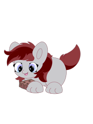 Size: 1080x1441 | Tagged: safe, artist:sodapop sprays, derpibooru import, oc, oc:skyfire lumia, pony, wolf, wolf pony, bricc, brownie, happy, simple background, solo, transparent background