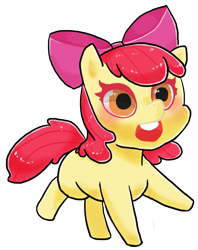 Size: 600x756 | Tagged: safe, artist:y_knowledge, derpibooru import, apple bloom, earth pony, pony, female, filly, foal, open mouth, simple background, solo, transparent background