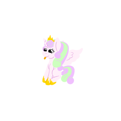 Size: 4000x4000 | Tagged: safe, artist:soundwavedragon, derpibooru import, oc, oc only, oc:fizzy sprinkles, alicorn, pony, :p, ambiguous gender, blank flank, crown, cute, eyelashes, genderfluid, hoof shoes, horn, jewelry, pink coat, png, regalia, simple, simple background, sitting, smiling, smol, solo, spread wings, tail, tiara, tongue, tongue out, transparent background, wings