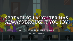 Size: 1920x1080 | Tagged: safe, derpibooru import, edit, edited screencap, editor:quoterific, screencap, cheese sandwich, pinkie pie, the last laugh, giggleberry, lavender chuckle, pun twirl, sans smirk