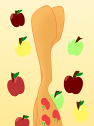 Size: 1500x2000 | Tagged: safe, artist:cycrus, derpibooru import, applejack, earth pony, pony, apple, fetish, food, gradient background, hoof fetish, leg focus, legs, legs in air, pictures of legs, solo