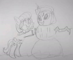 Size: 1657x1373 | Tagged: safe, artist:spoopygirl, derpibooru import, march gustysnows, clothes, loss (meme), sketch, snowman, traditional art