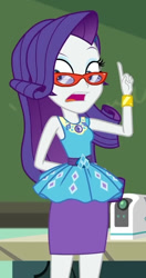 Size: 523x989 | Tagged: safe, derpibooru import, screencap, rarity, better together, equestria girls, happily ever after party, cropped, glasses, rarity peplum dress, solo