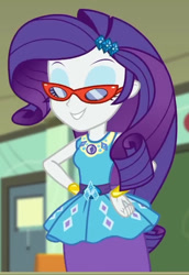 Size: 629x916 | Tagged: safe, derpibooru import, screencap, rarity, better together, equestria girls, happily ever after party, accessory, cropped, glasses, rarity peplum dress, solo