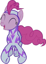 Size: 382x529 | Tagged: safe, artist:pascalmulokozi2, derpibooru import, edit, edited screencap, screencap, fili-second, pinkie pie, earth pony, season 4, excited, eyes closed, giggling, jumping, laughing, power ponies, simple background, solo, transparent background