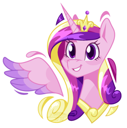 Size: 1080x1084 | Tagged: safe, artist:imaplatypus, derpibooru import, princess cadance, alicorn, pony, bust, female, simple background, smiling, solo, white background